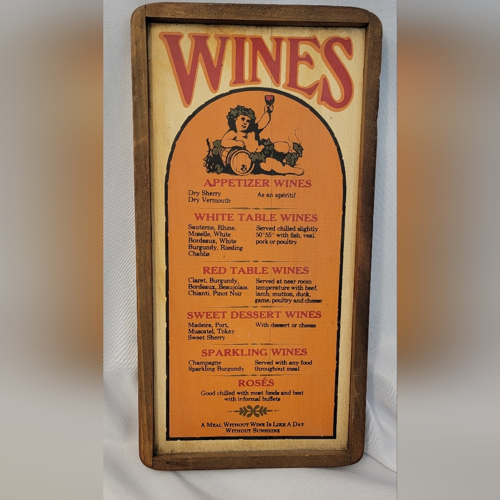 Vintage Wine Menu Wall Art